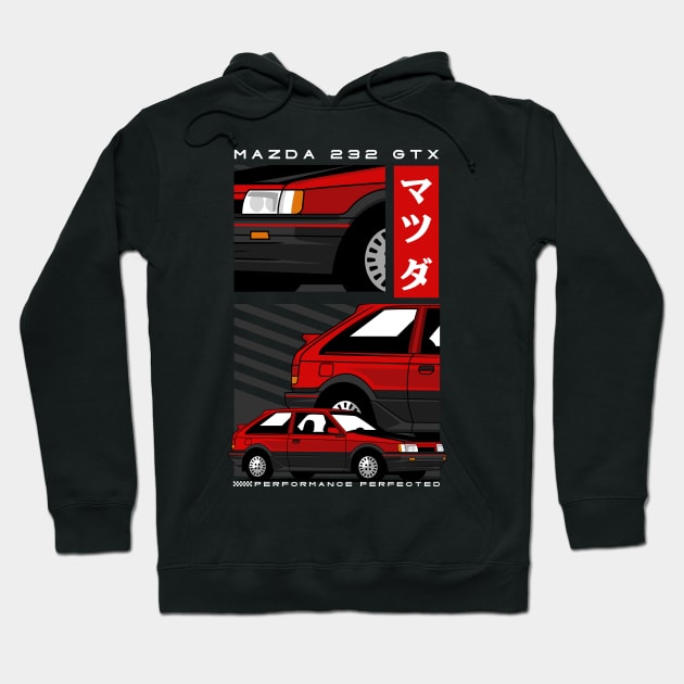 Iconic Mazda 323 GTX Design Hoodie by Harrisaputra